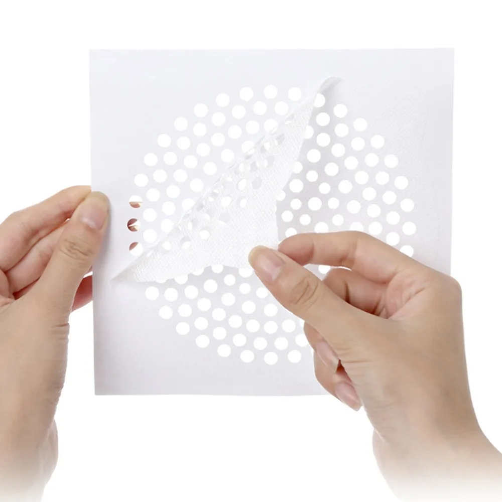 15 PCS Disposable Hair Catcher 5.91*5.91 Inch Stick On Drain Stopper Anti Blocking Nonwoven Fabric Sink Strainer Kitchen