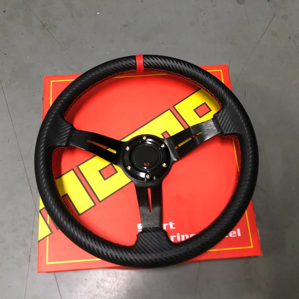 

350MM Racing JDM Drift Carbon Fiber Leather Steering Wheel Rally Car Sport Steering Wheel JDM Racing Sim Game Steering Wheel