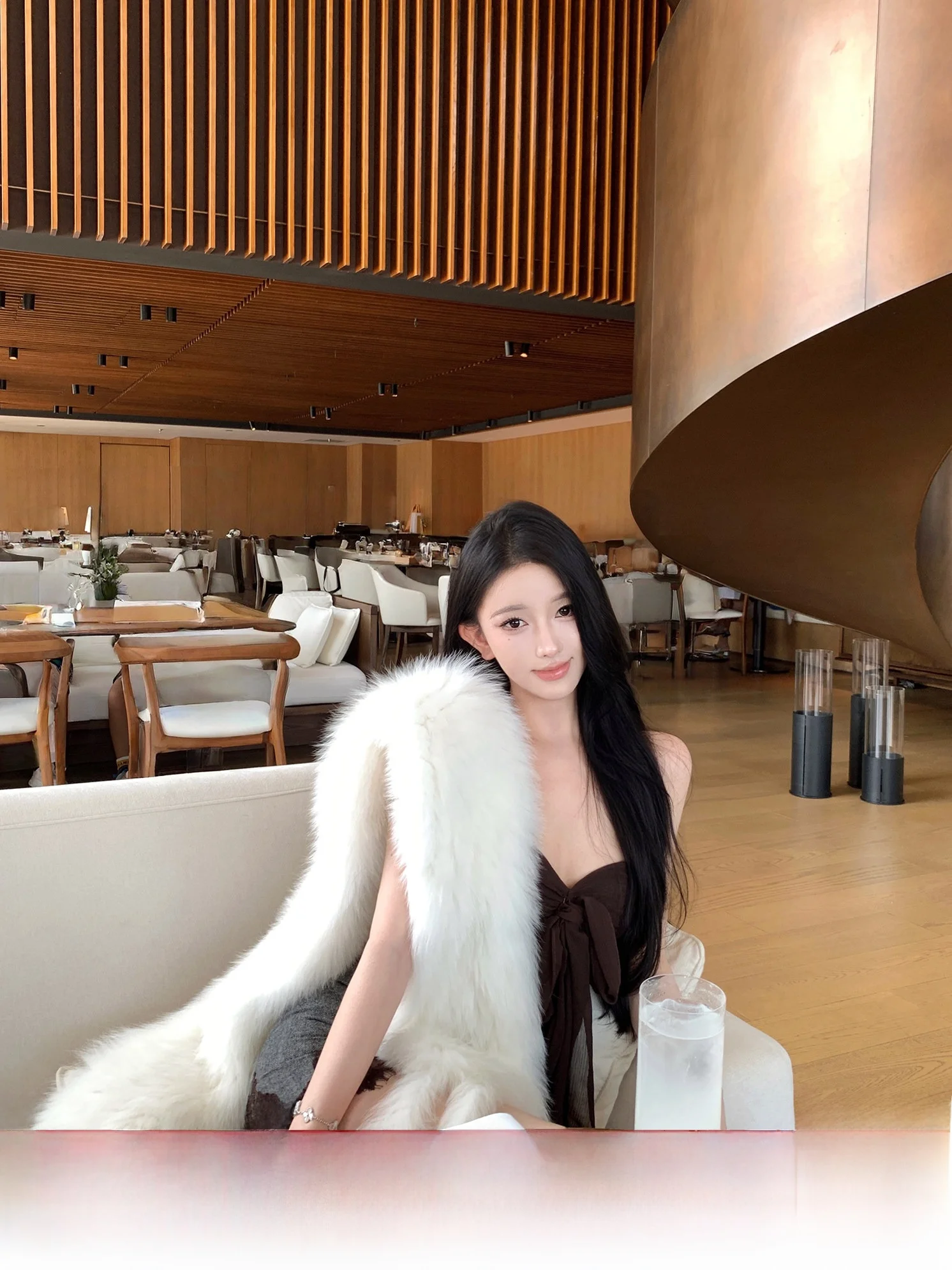 

Casual Thi Fur Scarf JAYKY YANG Bla Label White Plu Scarf Youth Women's Faion Autumn Winter Warm Ne Warmer