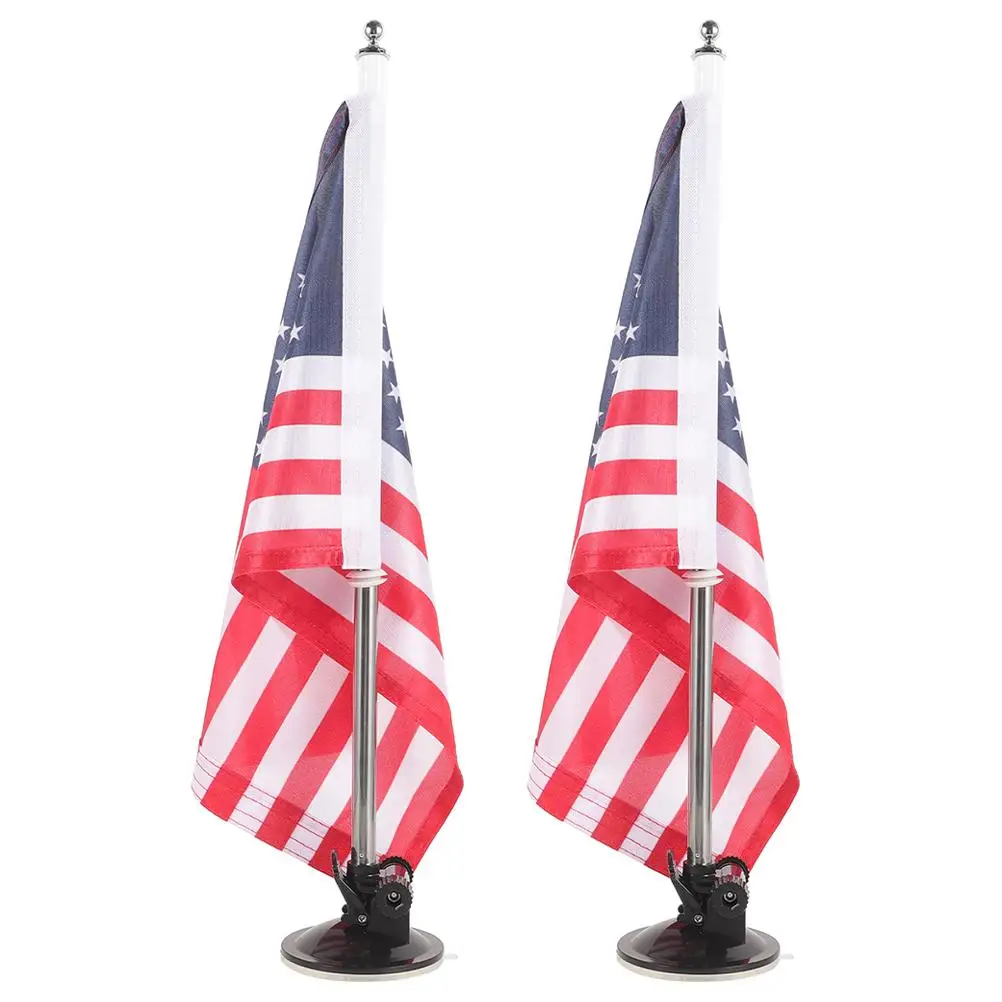 

2 Sets Car Flagpole Mount Base Holder for Cloth Bracket Kit with Suction Accessories