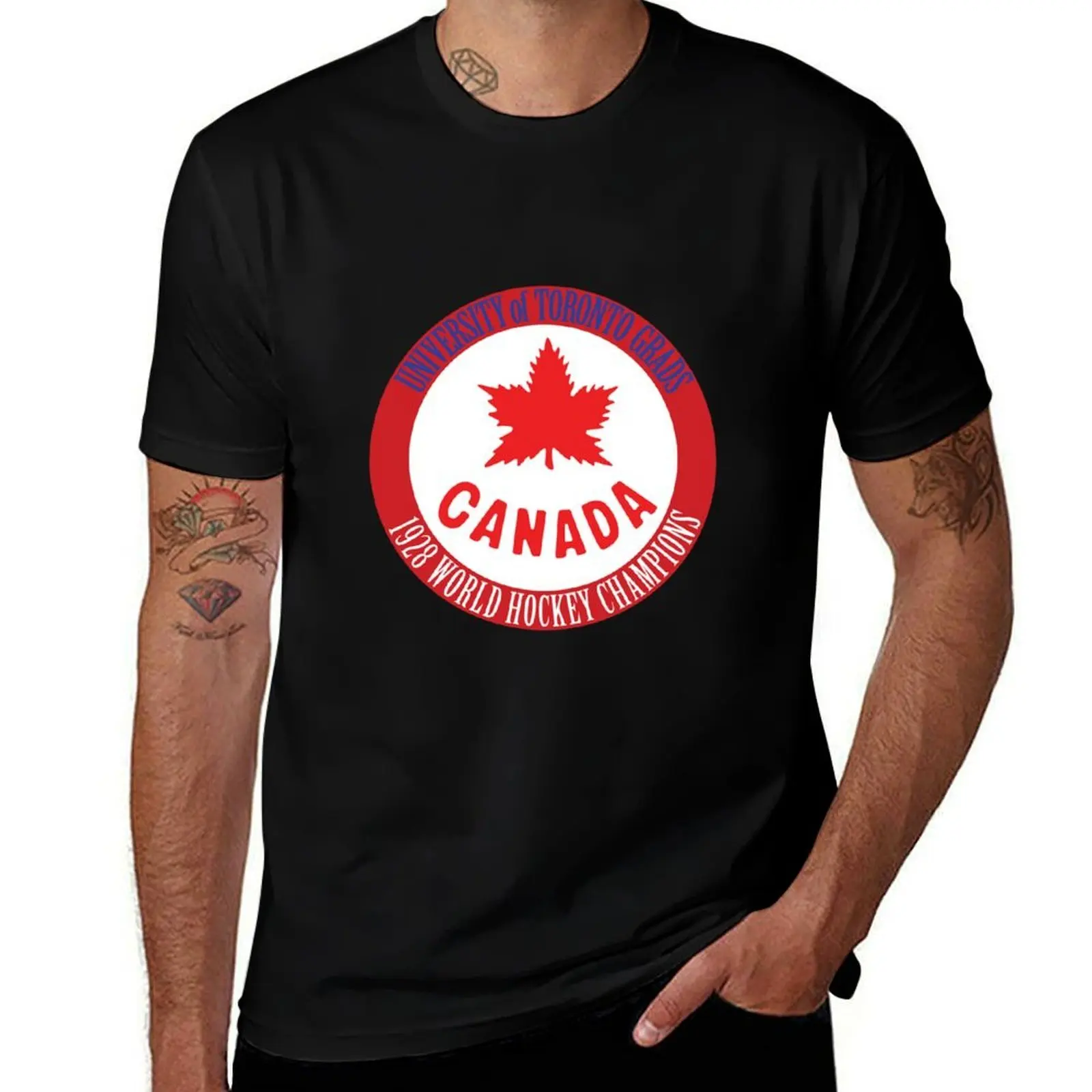 Canada Day Celebration. Funny Father's Day gift for Hockey Dads. 1928 Canadian Maple Leaf Hockey Champions Logo T-Shirt