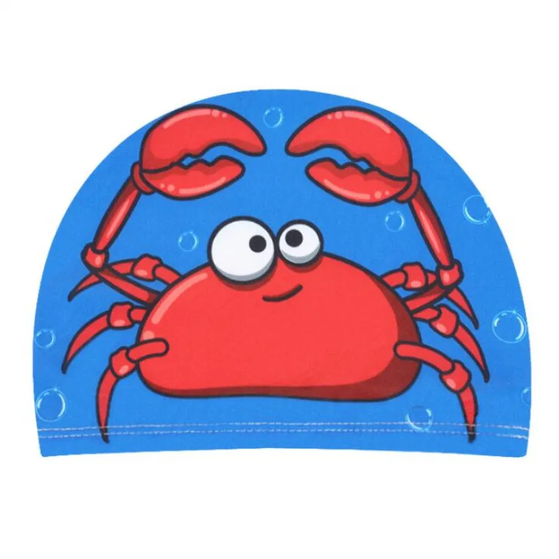 Cartoon Animal Children Swimming Cap Girls Boys Polyester WaterproofSwimming hat Elastic kids pool Swimming Cap 1-10 Years Old