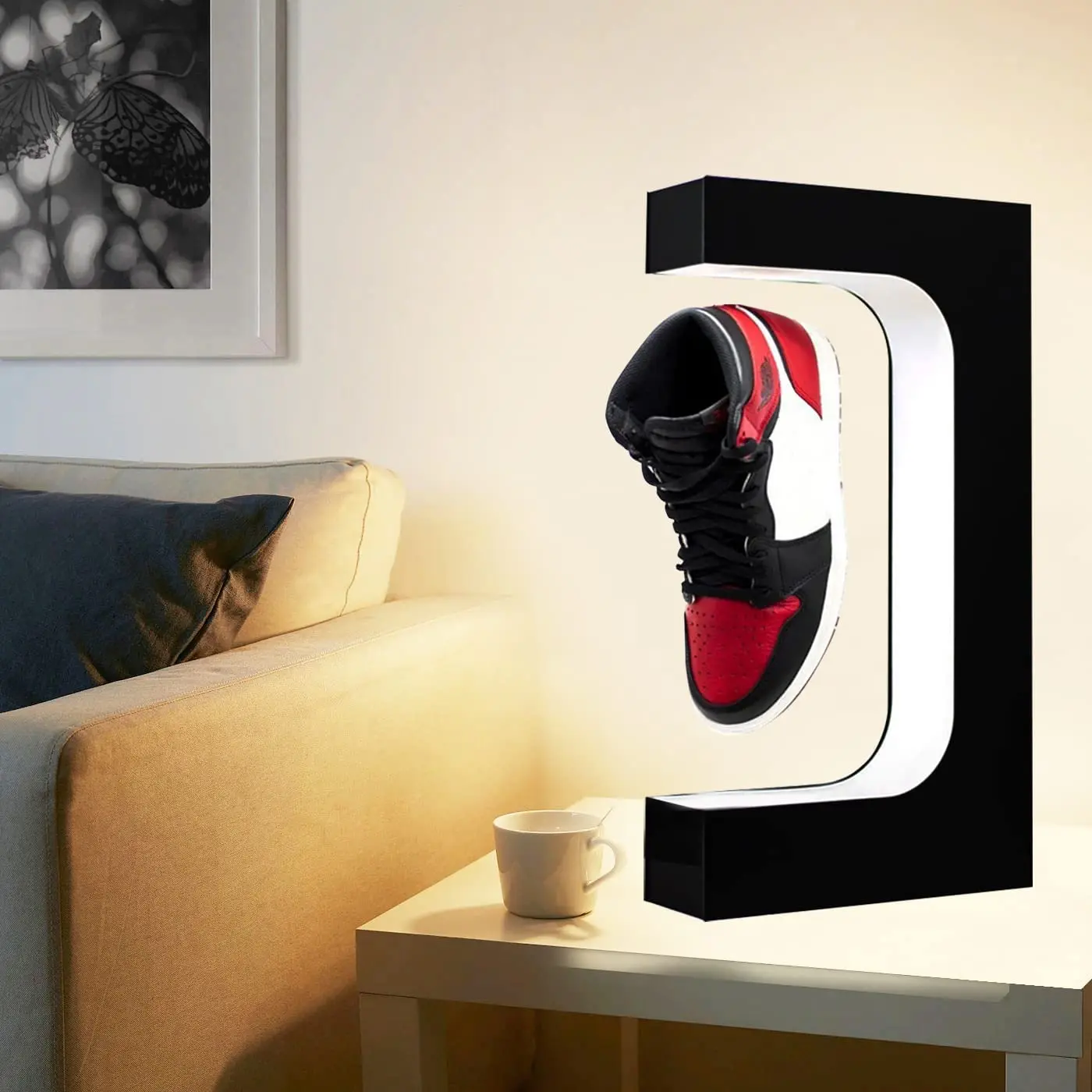 7 Colors Magnetic Floating Shoe Display Stand Levitation Sneaker Holder With LED Light for Advertising Store levitating