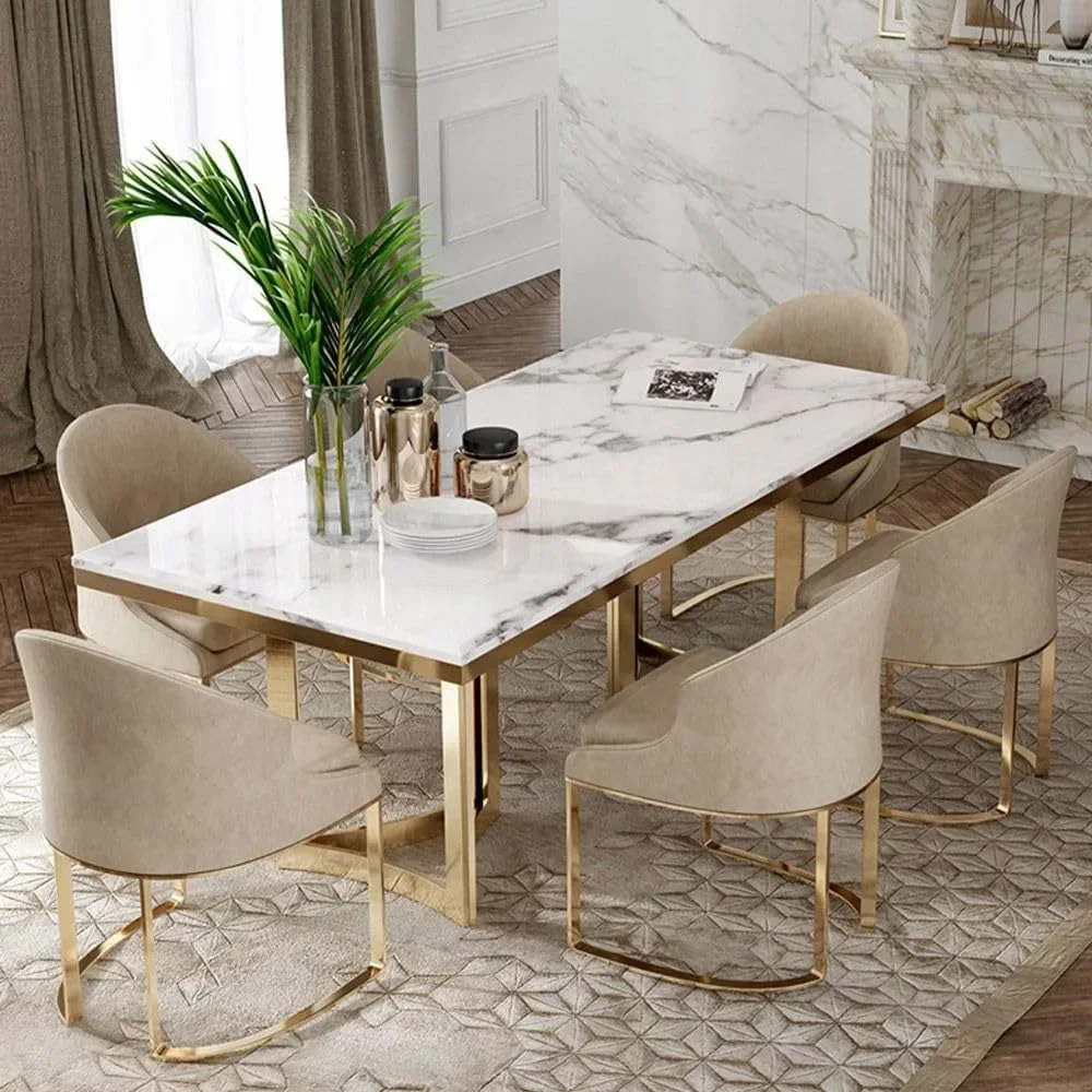 Marble Dining Table for 6, Modern Dining Room Table 71