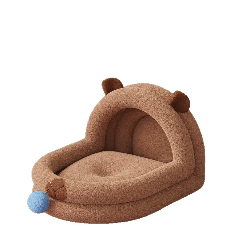 Cama de invierno semicerrada cálida para gatos y perros pequeños - imagen 2