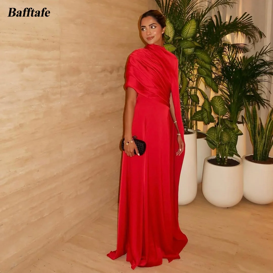 

Bafftafe Red Soft Satin Customized Formal Party Prom Dresses Saudi Arabia Women's Special Occasion Long Evening Gowns 2026
