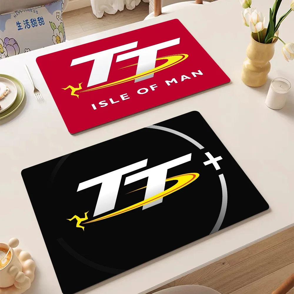 Motorcycle I-Isle Of Man TT Kitchen Tableware Dish Drying Mats Desk Drain Pad Heat Resistant Counter Top Mat Non-slip Draining