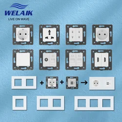 WELAIK EU White 45*45mm  Wall Socket Outlet  DIY Parts Module Gather Zone