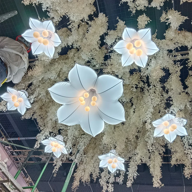 Wedding Decor White Flower Lights Modern Morning Glory LED Light Party Stage Road Lead Decoration Lamp