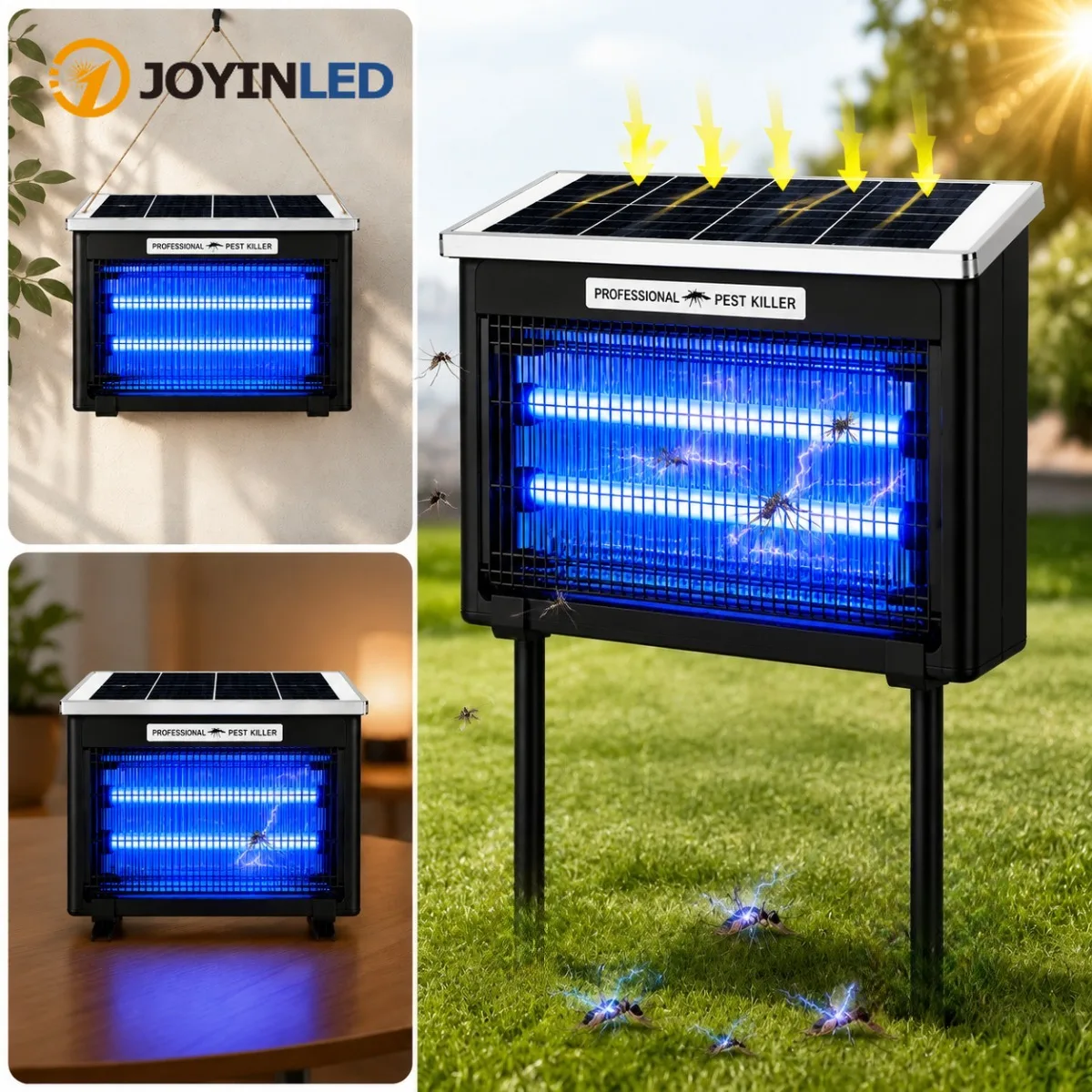 Bug Zapper Outdoor Solar Powered Mosquito Zapper Indoor with High Powered, Electric Fly Zapper Waterproof Mosquito Killer Lamp