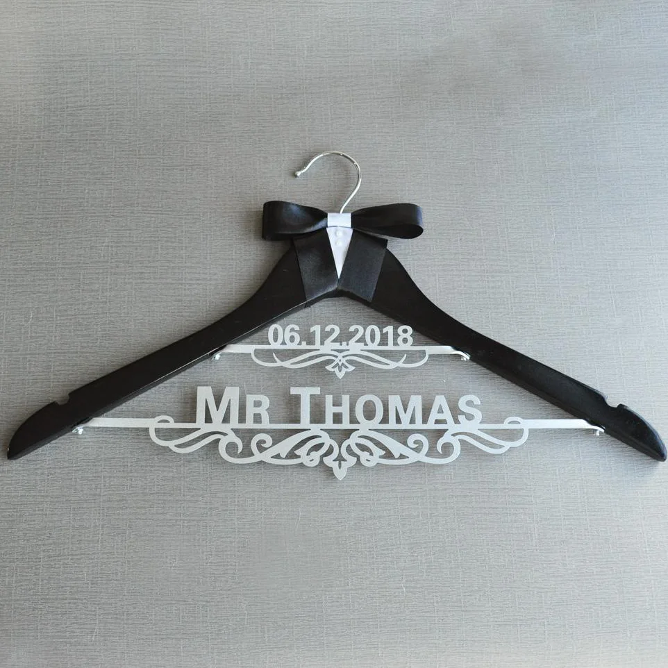 Personalized Wedding Dress Hanger, Bridal Hanger, Custom Bride and Groom, Name and Date Hanger, Wedding Gift