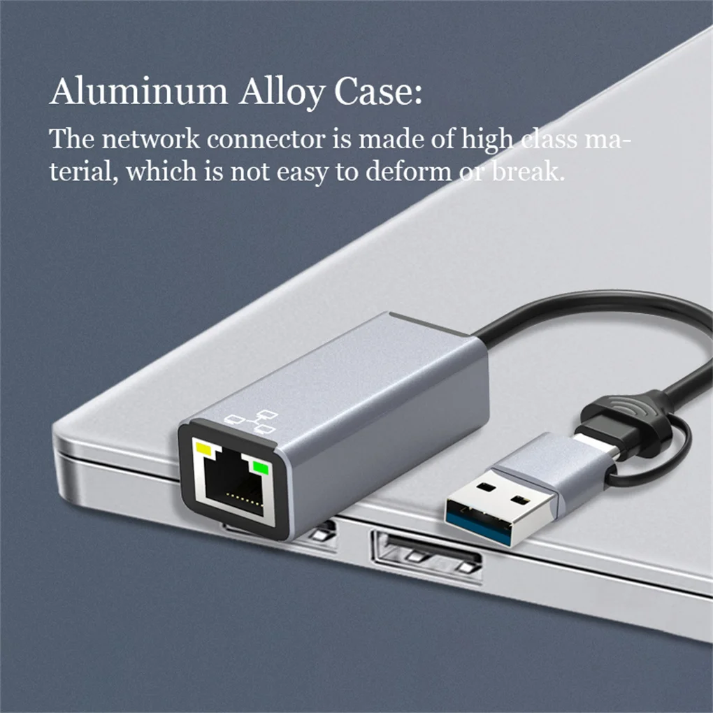 RJ45 Ethernet LAN Adapter Converter Device Network Card with USB Dual-headed
