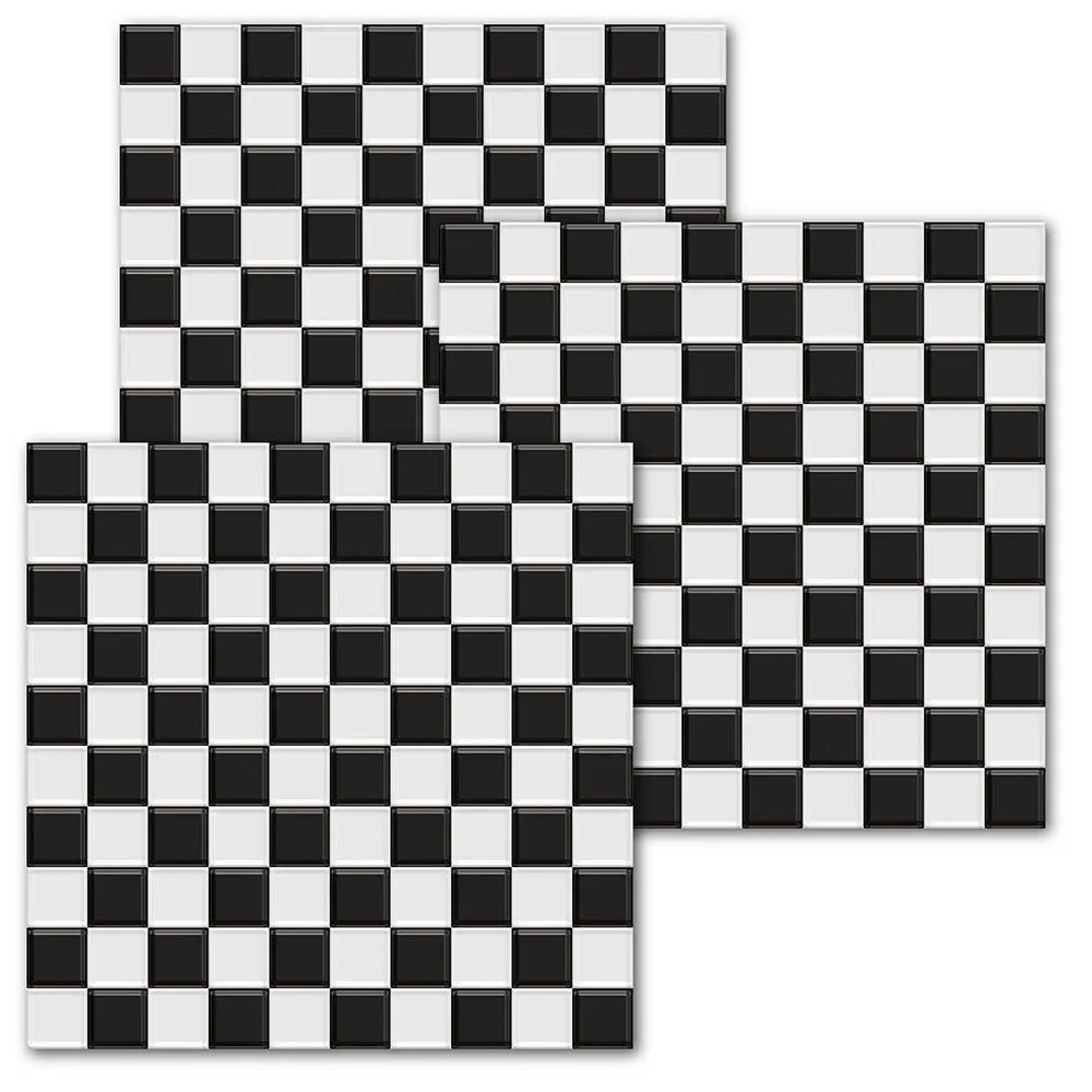 10pcs/set Black And White Crystal Mosaic Tile Wall Stickers Self Adhesive Waterproof DIY Tiles Paper Peel & Stick Home Decor