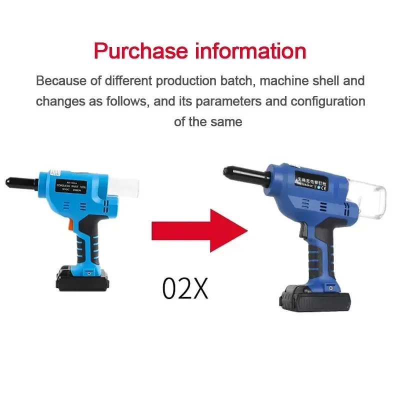 Multi-functional Automatic Rivet Nail Gun Rechargeable  Electric Nut Riveting  Drill  4 in 1 Adapter  Tools 18 V Brushless Motor