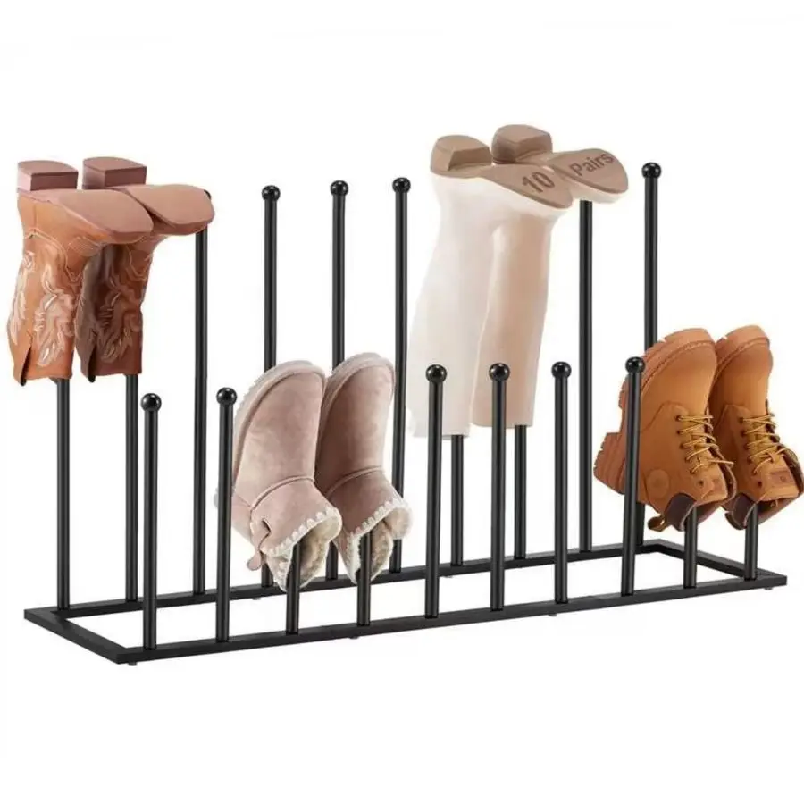 

Органайзер для 10 пар высоких сапог, металлическая напольная подставка для обуви большой вместимости, черная подставка для ковбойских сапог