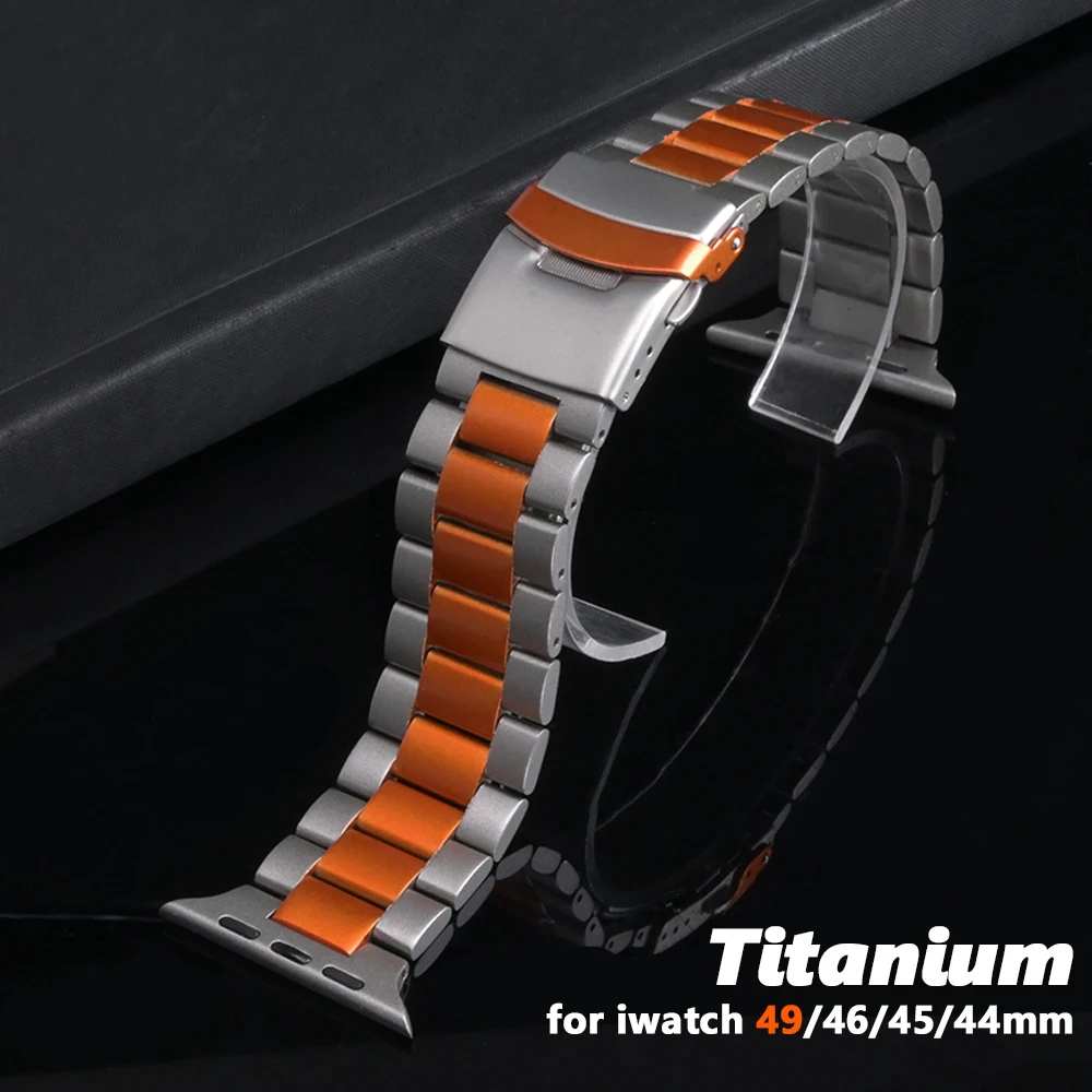 

Luxury Titanium Band for Apple Watch 49mm Band Ultra 2 1 Man Wrist Bracelet for Iwatch Seires 10 46mm 7 8 9 45mm Se 6 5 4 45mm