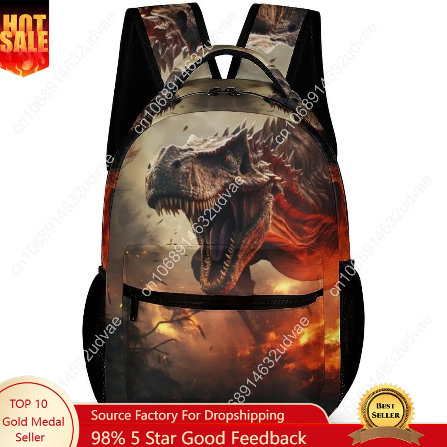 

Dinosaur Backpack for Kids Girls Boys School, 16 Inches Cute Jurassic Dinosaurs Theme Bookbag, Adjustable, Lightweight, Large Ca