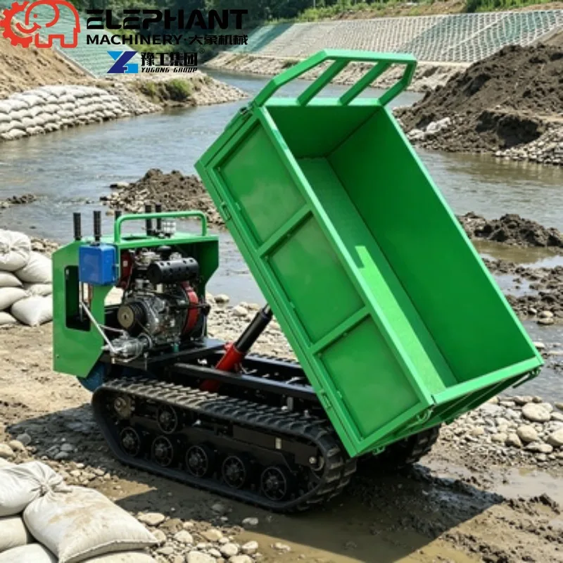 Tracked Transporter 500kg Hydraulic Tipper Compact Body Flexible Turning For Hillside Fertilizer And Crop Delivery Work