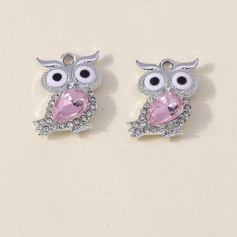 

20pcs 15x12mm Cartoon Animal Charms Crystal Alloy Owl Charms Pendants for Jewelry Making Necklaces Earrings DIY Crafts Supplies