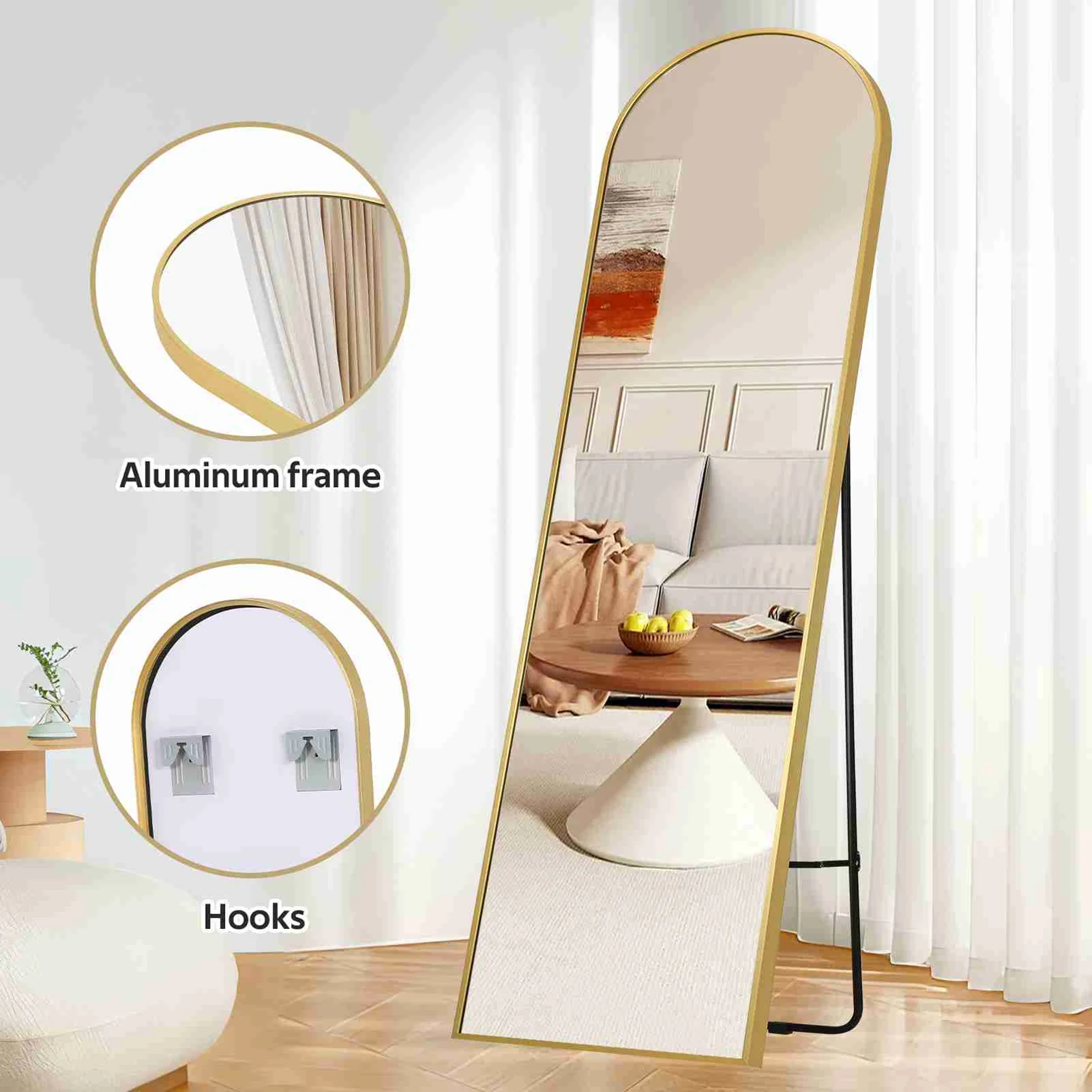 

Arched Full Mirror Full Body Mirror Arched Full Length Mirror 59x16in Aluminum Frame Full Body Mirror for Bedroom Dressing Room