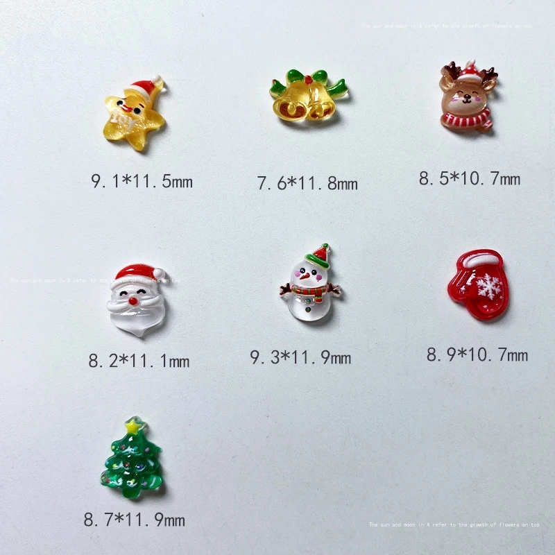 20szt Kawaii Christmas Cartoon Nail Art Charms Santa Claus, Elk, Snowman, Christmas Tree Series Resin Flatback Nail Art Accessor