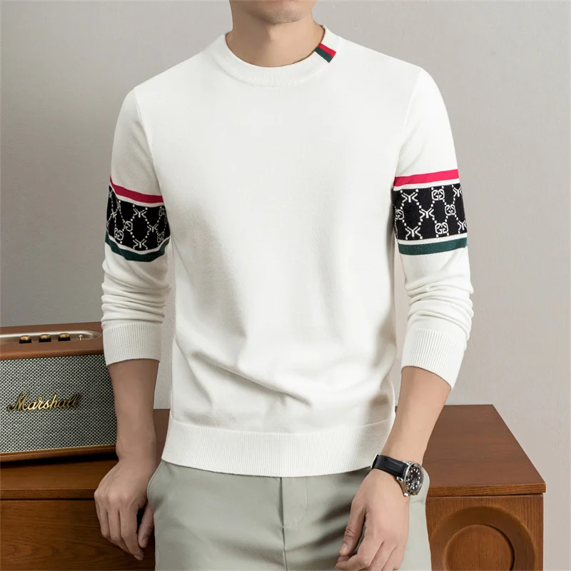High Quality Brand knitted men's round neck sweater new fashion personality printed skin friendly comfort casual luxury pullover