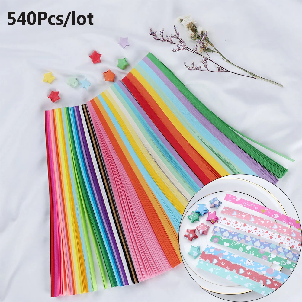 540pcs/lot Gift Kids DIY Crafts Best Wishes Mix-Color Candy Colors Folding Star Scrapbooking Paper Strips Origami