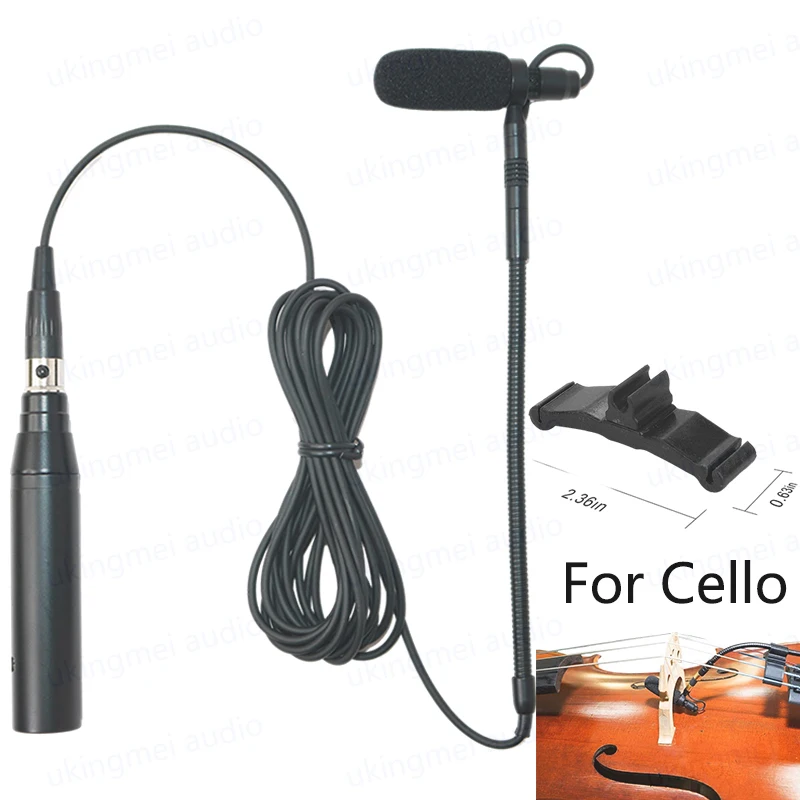 

Cello Viola Musical Instrument Microphone for Shure Bodypack Transmitter Connector and Phantom Power Input Gooseneck Microphone