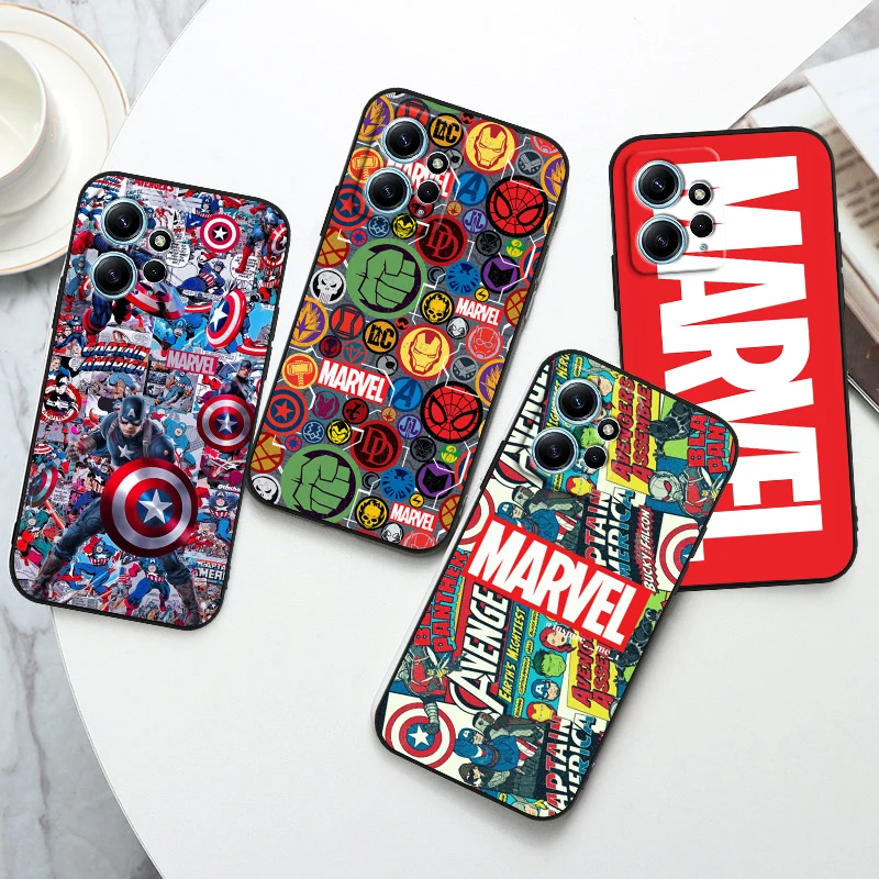 Marvel Avengers Hero For Xiaomi Redmi Note 12 11 11T 10 9 8 7 6 5 4 Pro 5G 4G Silicone Soft Shockproof Black Phone Case Fundas