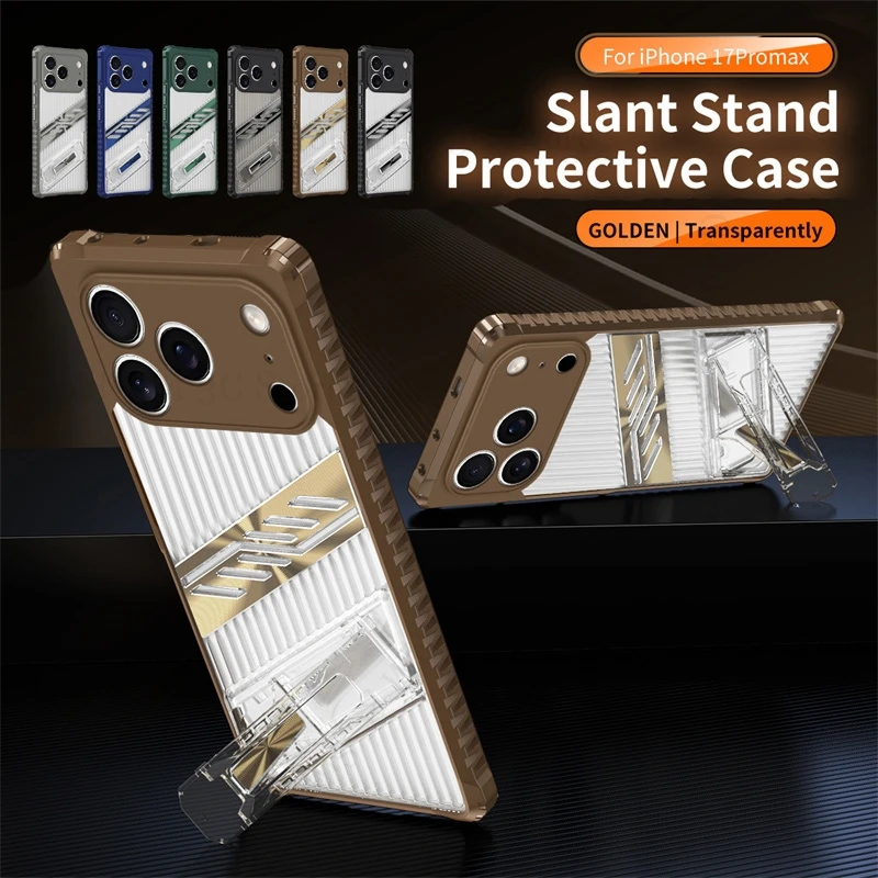 

Invisible Bracket Kickstand Shockproof Armor Case For iPhone 17 Pro Max Heavy Duty Protection Back Cover For Apple 16 15 Pro Max
