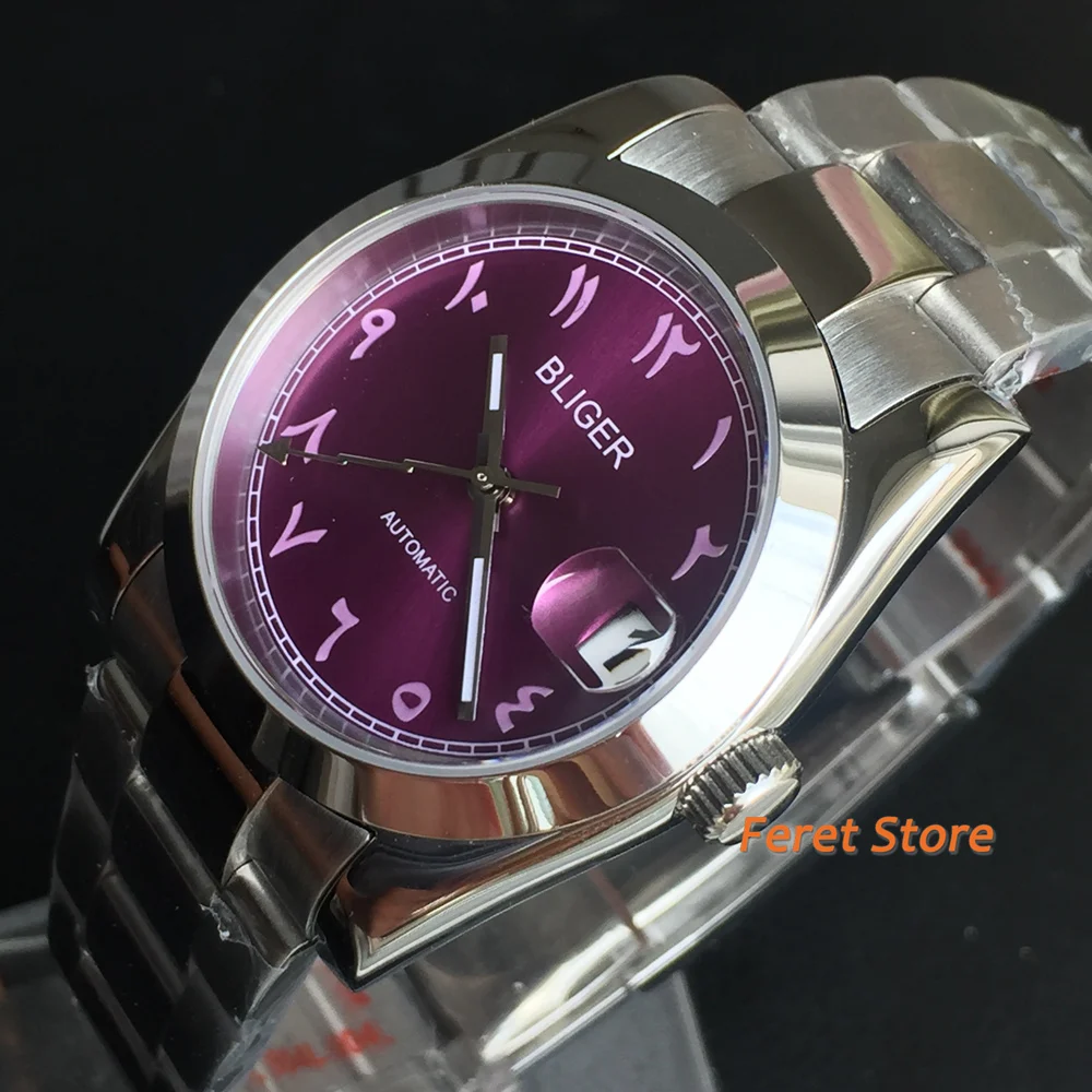 BLIGER Men Luxury Watch 36mm/39mm purple Dial Fashion Couples Sport Watch Unisex NH35 Automatic Mechanical Wristwatch