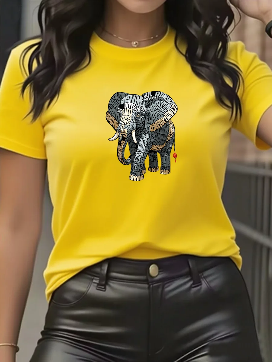 أزياء الصيف العلامة التجارية الفاخرة الفيل طباعة تي شيرت، الرجال والنساء القطن الخالص قصيرة الأكمام تي شيرت، قمة للجنسين.