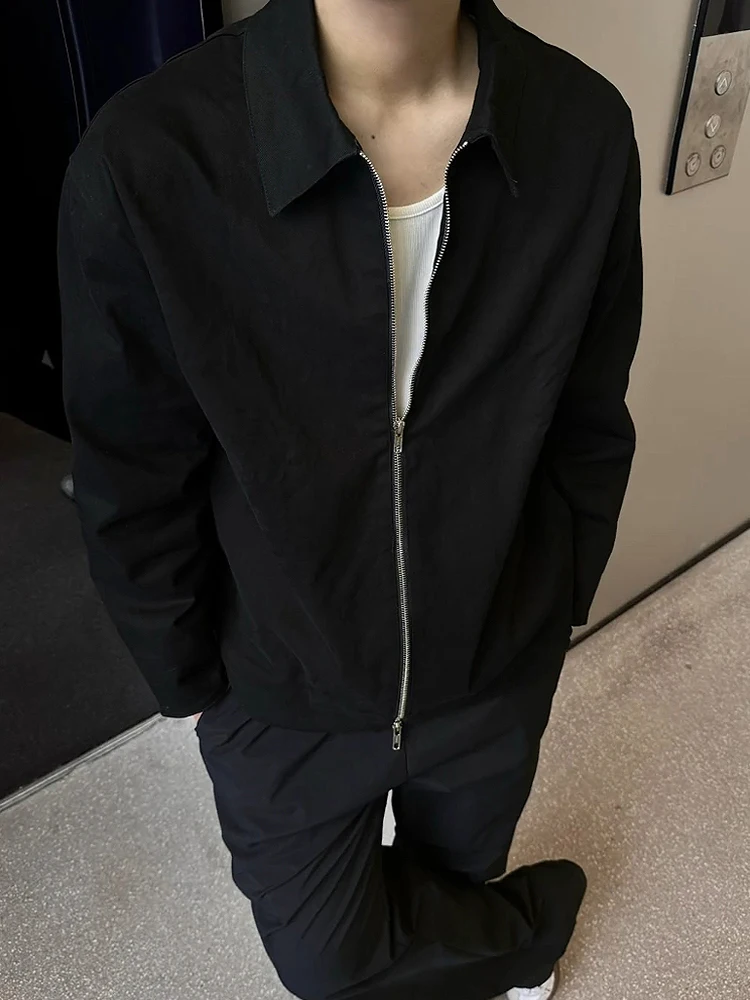 

Мужская модная куртка Cleanfit с воротником на молнии, высококачественная, в американском стиле, чисто черная, повседневная верхняя одежда для молодежи и подростков
