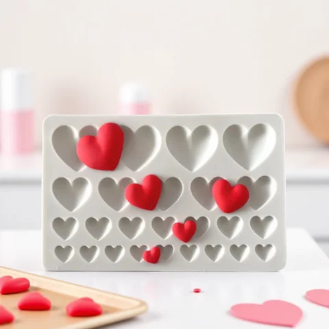 25 Cavity Heart Shape Fondant Mold Love Chocolate Silicone Mould For Valentine's Day Cake Decoration Cupcake Topper Sugar Craft