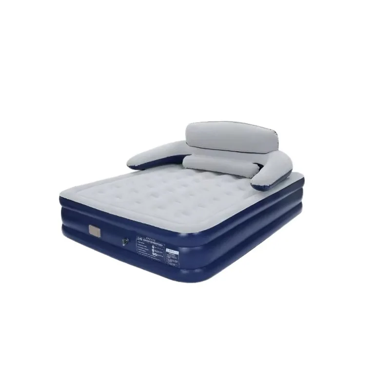 Split Type Three Layers Automatic Inflatable Airbed Air Mattress with Backrest and Built-in Pump
