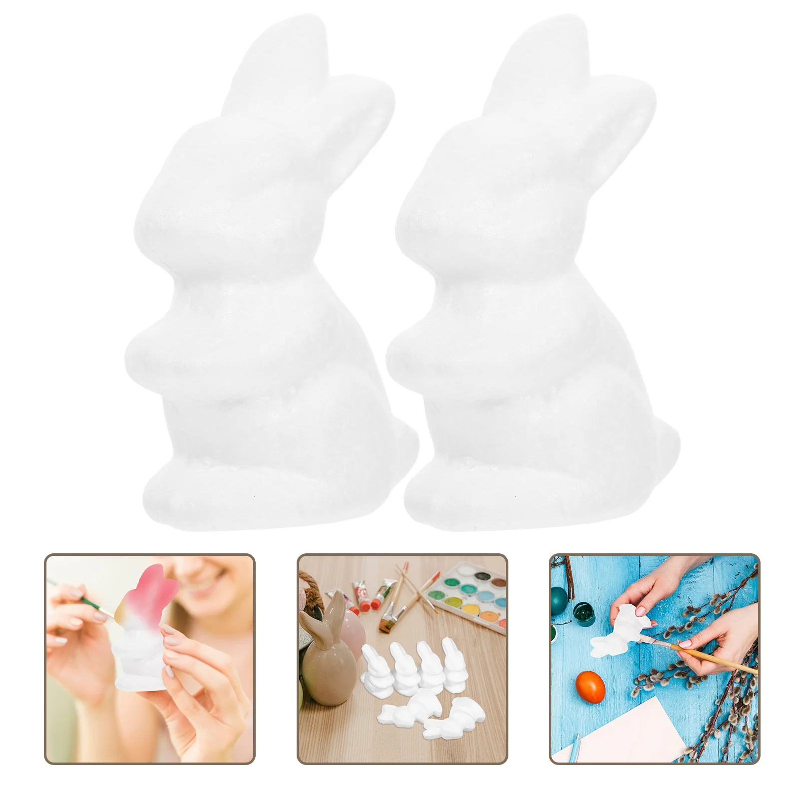 

6Pcs Foam Rabbit Ornaments Smooth Unfinished Bunny Decor for Easter Spring Party Tabletop DIY Craft Decoration