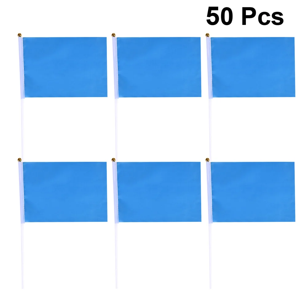 

50Pcs Hand Waving Flag Mini Square Solid Color Durable Polyester Party Banner Portable Celebration Decoration Waving Flag
