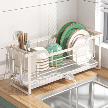 주방 싱크대용 건조 트레이가 있는 접시 보관 랙, 1-2 인용 가구에 적합, 블랙 화이트 Best5 주방 싱크대용 건조 트레이가 있는 접시 보관 랙, 1-2 인용 가구에 적합, 블랙 화이트 Best5