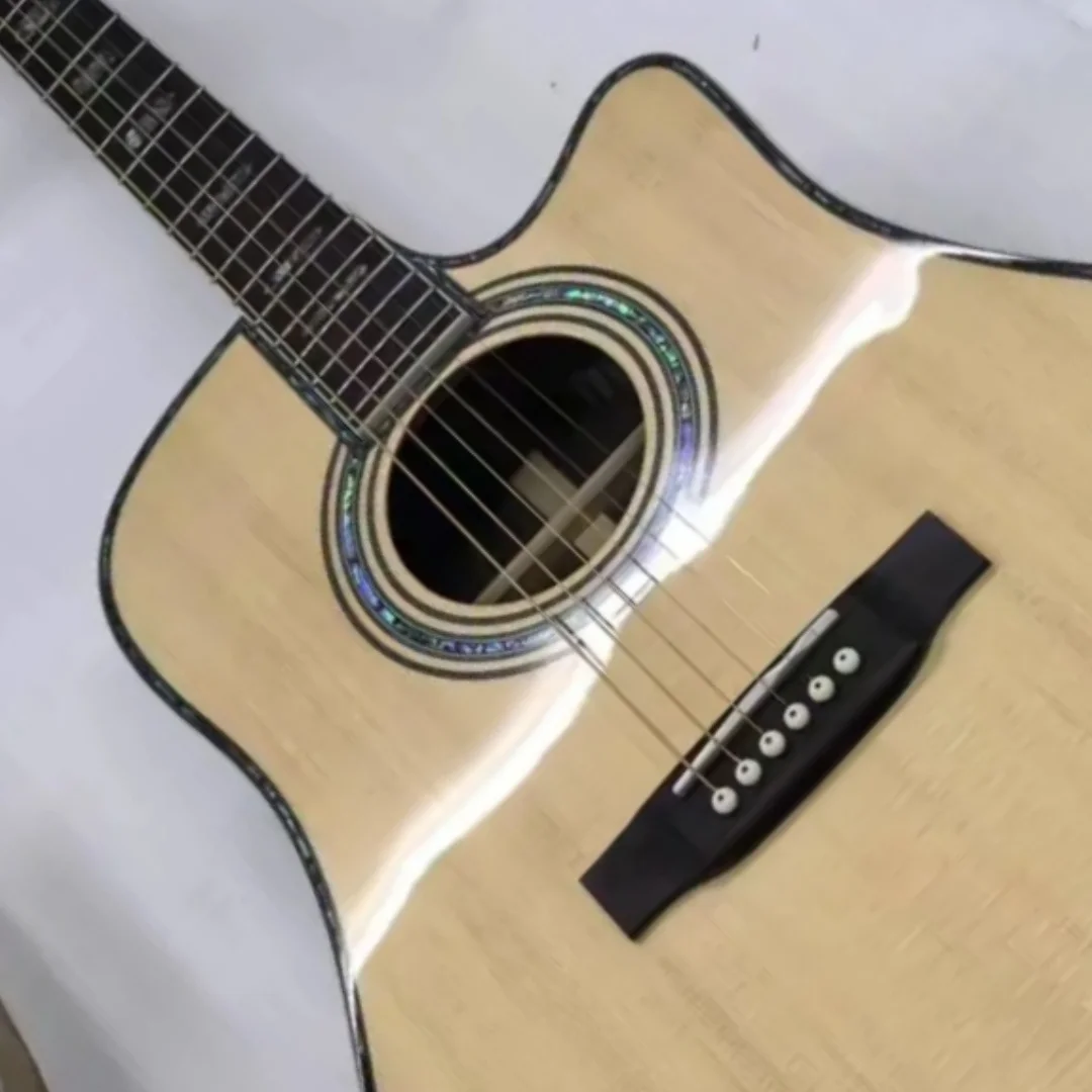 Hot Acoustic Guitar 41 Inch D45 Missing Corner Wood Color Fixed Bridge Picea Asperata Body Solid Top Professional Performance