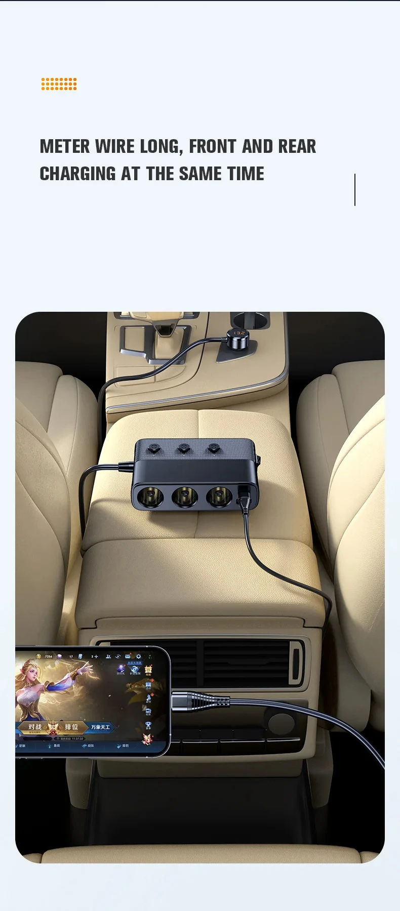 Multifunktions-Autoladegerät 127W Super-Flash-Autoladegerät Zigarettenanzünder-Konverter-Adapter QC3.0 Multi-Port-Schnellladegerät – Detail 8