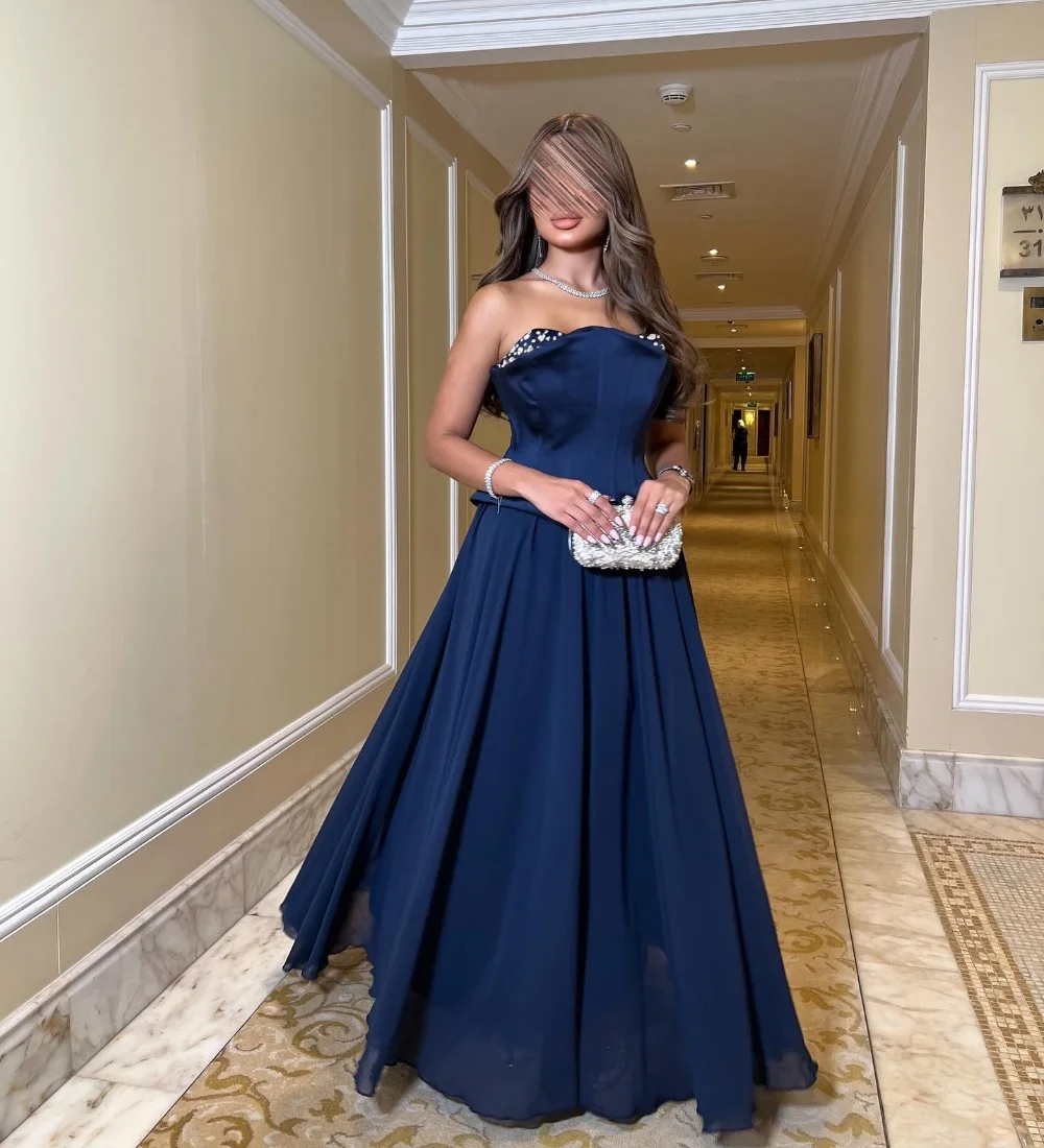 

Customized Sparkle Matching Jersey Pleat Beading Sequined Rhinestone A-line Strapless Long Dresses Evening Dresses High Quality