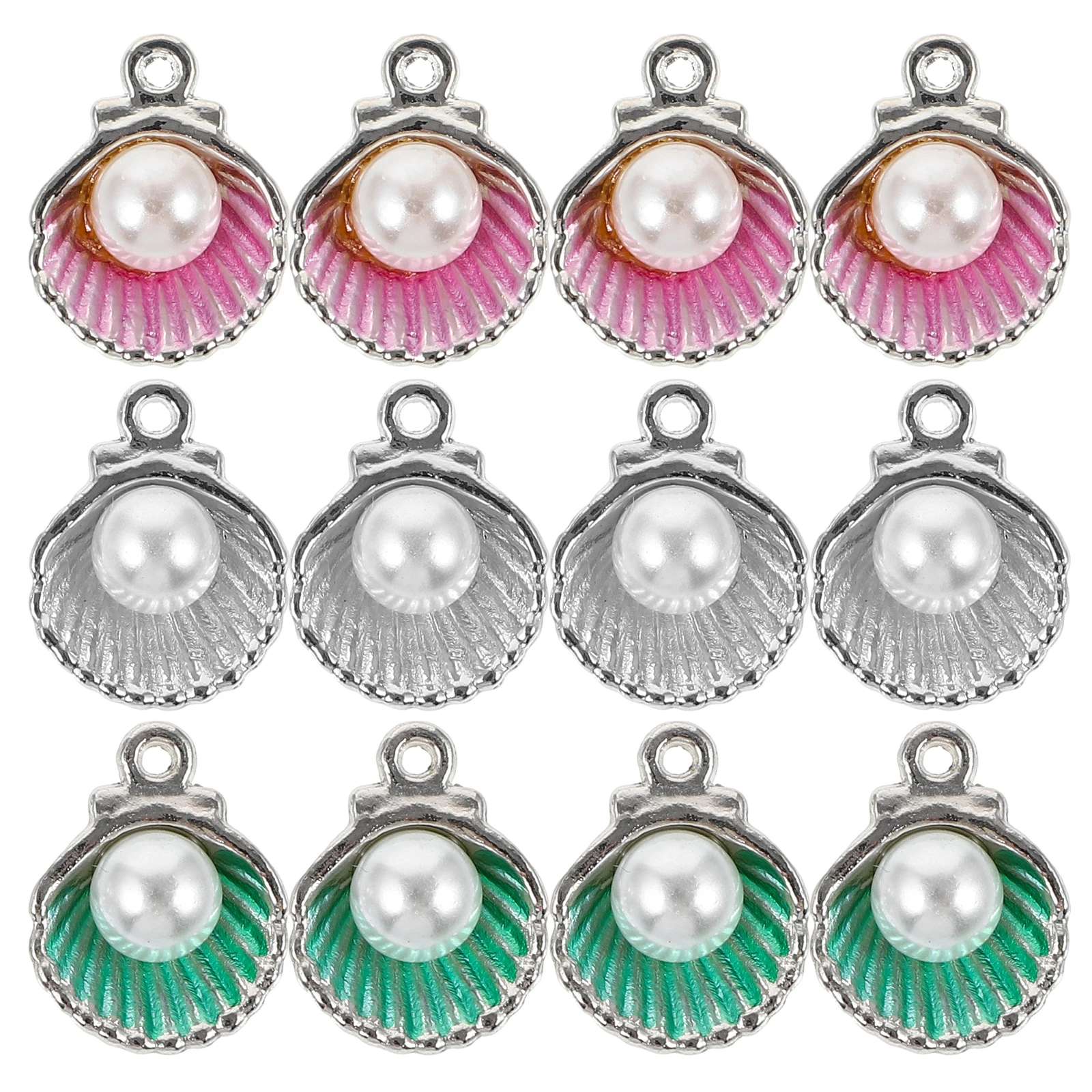 

12 Pcs Jewelry Pearl Oil Drop Accessories Making Charms Findings Metal for Jewellery Earring Seashell Conch Pendant
