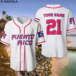 Custom Name PUERTO RICO Love Country Flag 3D Printed Baseball Jersey Summer Shirt Men's Tops Tee Oversized Streetwear-1