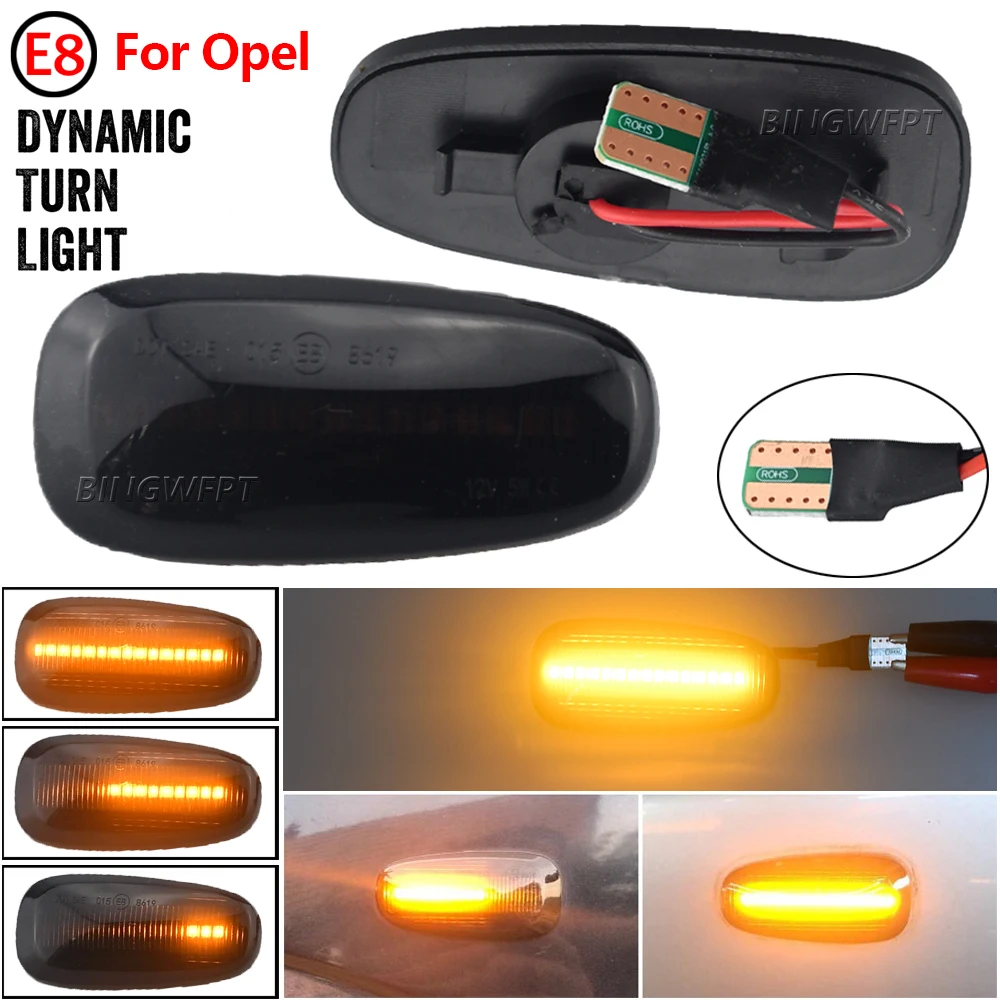 2PCS Car LED Dynamic Side Marker Turn Signal Blinker Flowing Water Blinker Flashing Light For Opel Zafira A 99-05 Astra G 98-09