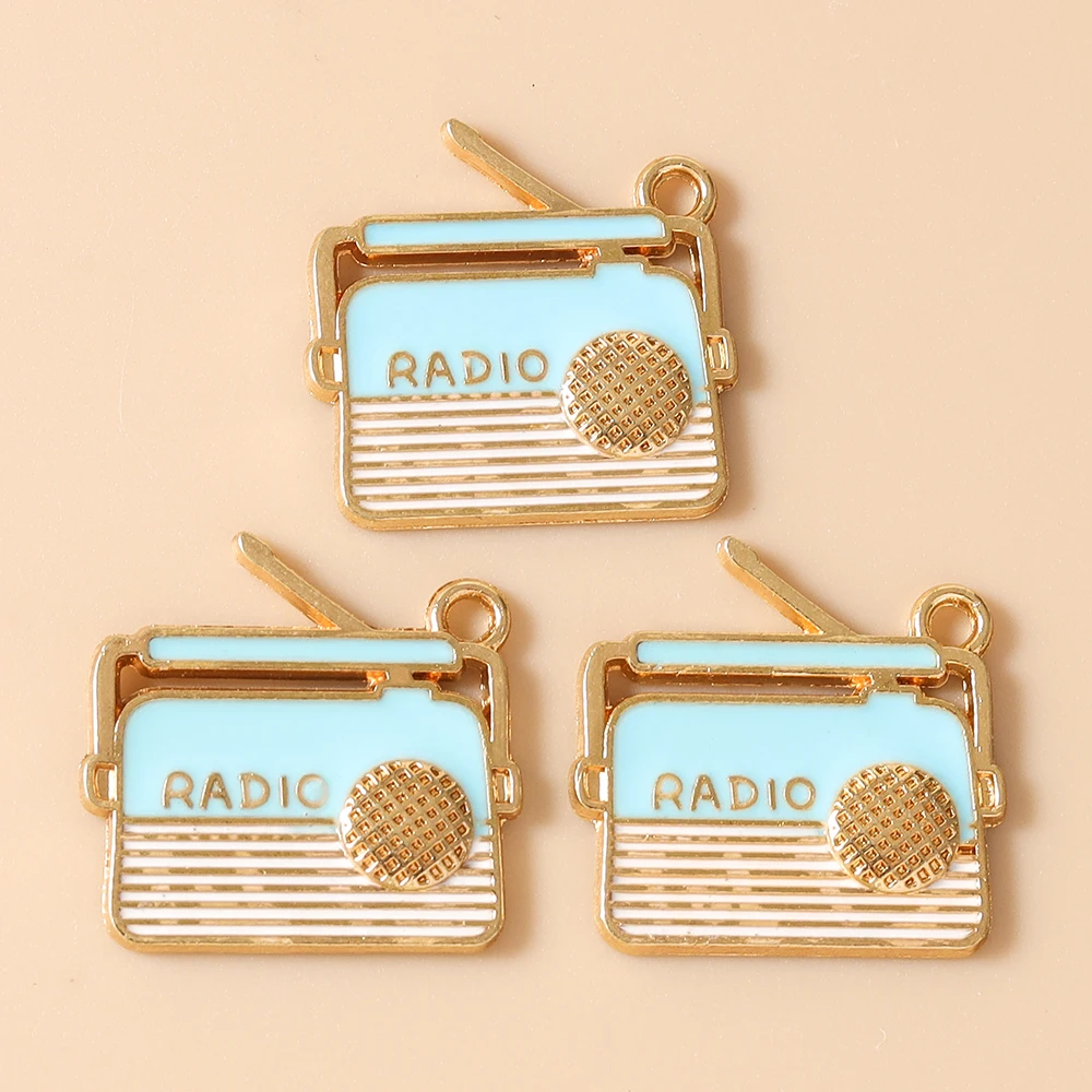 Leslie 10 Stück Emaille-Anhänger mit Motiven von Musik, Radio, Grammophon und Kassetten für die Schmuckherstellung, Anhänger, Halsketten, Ohrringe, DIY-Handarbeiten – Detail 7
