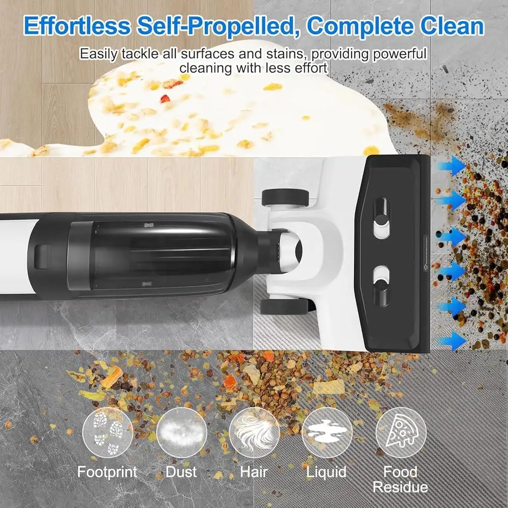 3-in-1 Steam Vacuum Cleaner with Separate Water Tanks LED Display Efficient Deep Cleaning on All Floor Types