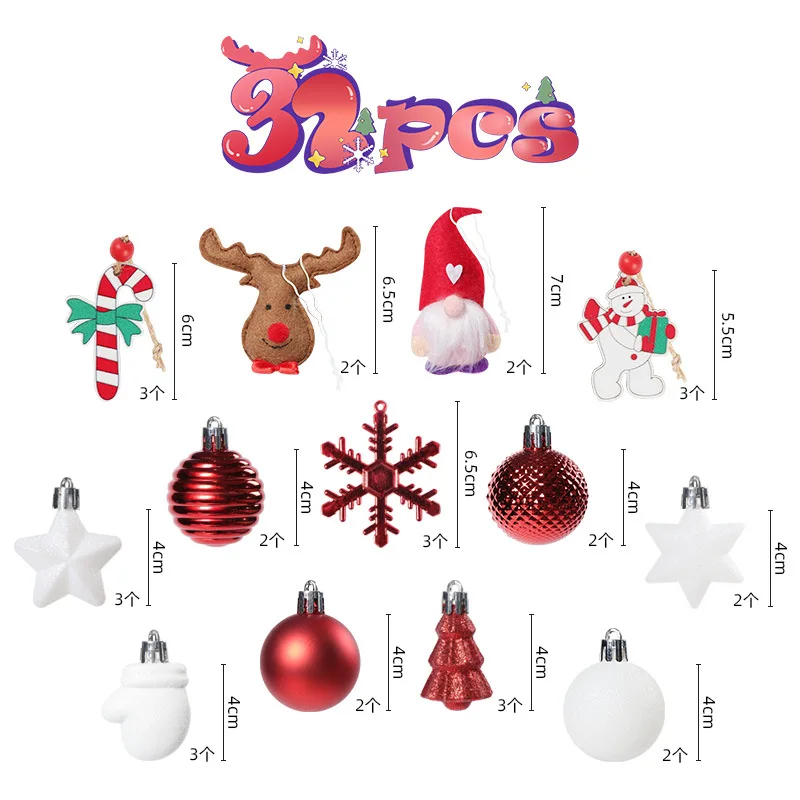 32Pcs/box Christmas Ball Toys Ornament Xmas Tree Hanging Pendants Christmas Decorations For Home Noel Navidad 2024 New Year Gift