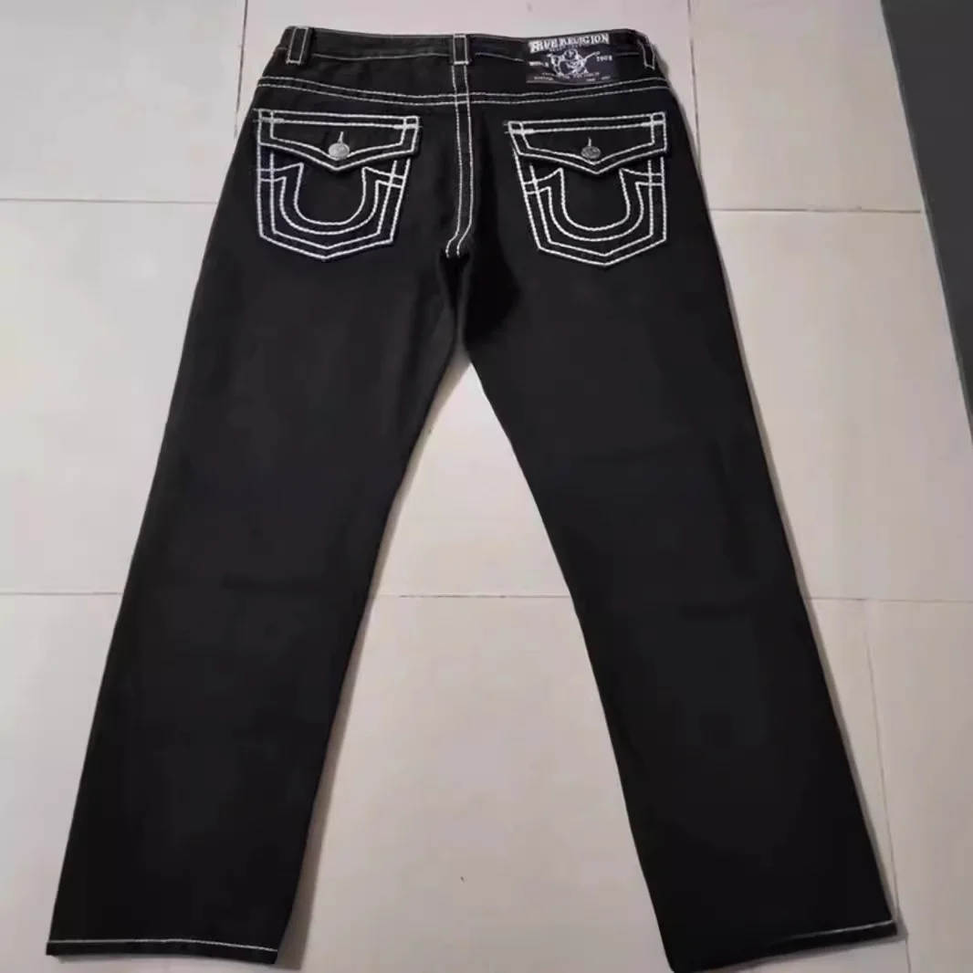 American Style Straight Leg Men's Jeans Buddha Hip Hop Denim Casual Loose Fit mid Waist Zipper Opening Casual Jeans