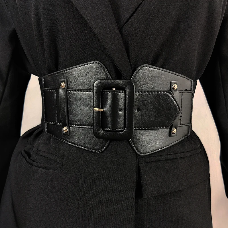 Wide Stretch Cummerbunds Female Waist Elastic Black Corset Belt Dress Designer Belts For Women Red Brown Waistband Big