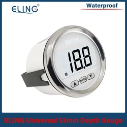 ELING Boat 52mm Digital Depth Gauge Depth Indication Range Approx. 100m/110yd with Transducer and White Backlight for Yachts